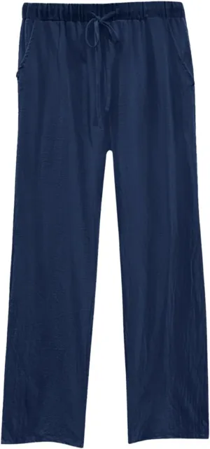 White Pants Women Wide Leg Casual High Waist Loose Elastic Pants Elastic Waist Breathable Vacation Comfort Trousers