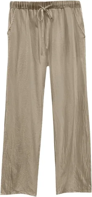White Pants Women Wide Leg Casual High Waist Loose Elastic Pants Elastic Waist Breathable Vacation Comfort Trousers