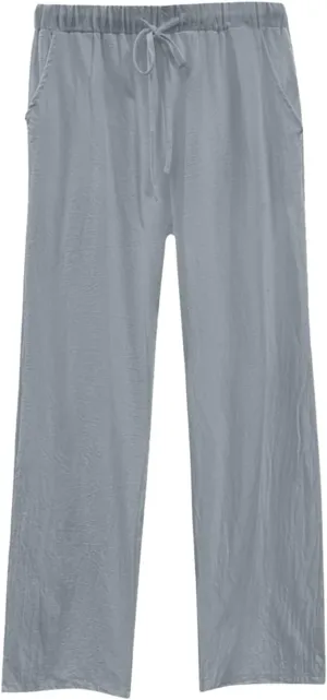 White Pants Women Wide Leg Casual High Waist Loose Elastic Pants Elastic Waist Breathable Vacation Comfort Trousers