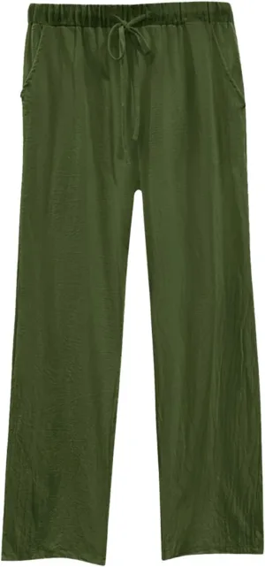 White Pants Women Wide Leg Casual High Waist Loose Elastic Pants Elastic Waist Breathable Vacation Comfort Trousers