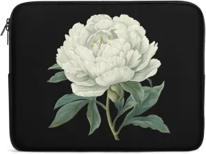 White Peony Flowers Personalized Laptop Bag Business Casual Laptop Cases Slim Computer Bag Briefcase