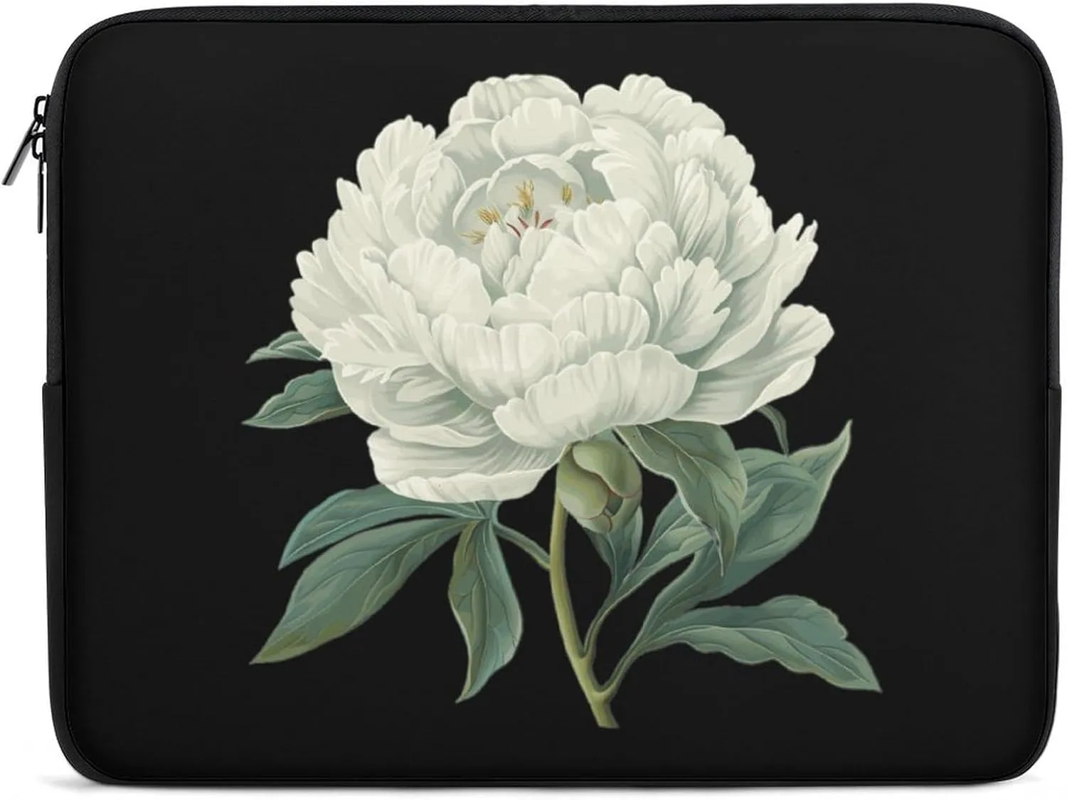 White Peony Flowers Personalized Laptop Bag Business Casual Laptop Cases Slim Computer Bag Briefcase