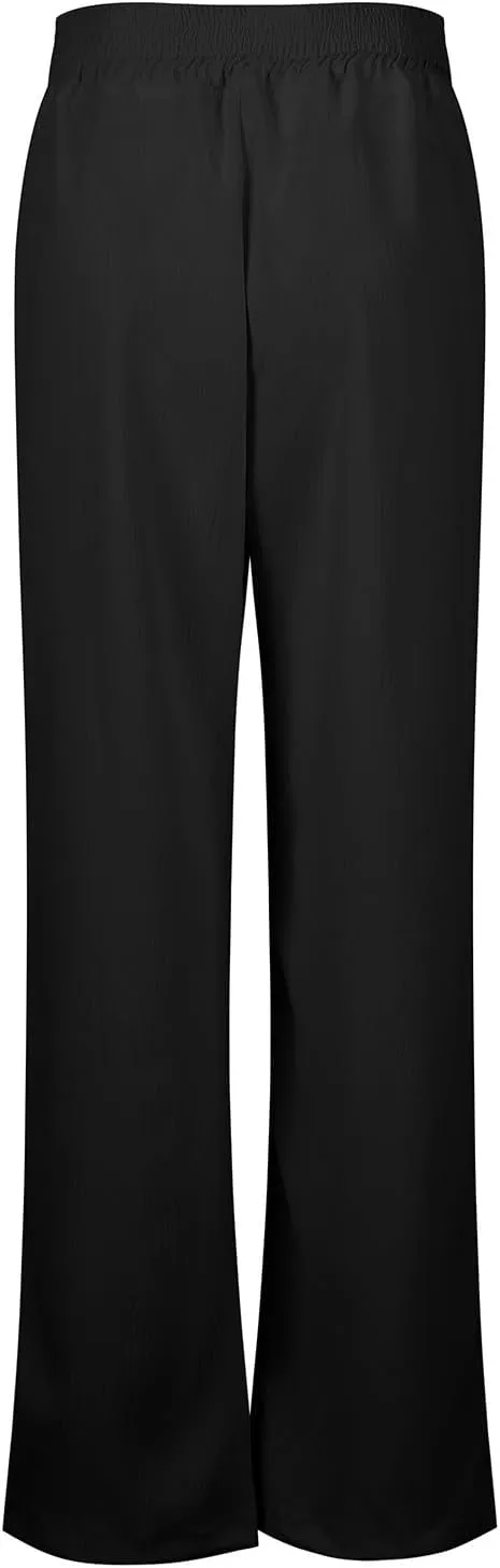 Wide Leg Linen Pants for Women Crossover High Waisted Palazzo Pants Casual Flowy Flare Beach Pants Resort Outfits