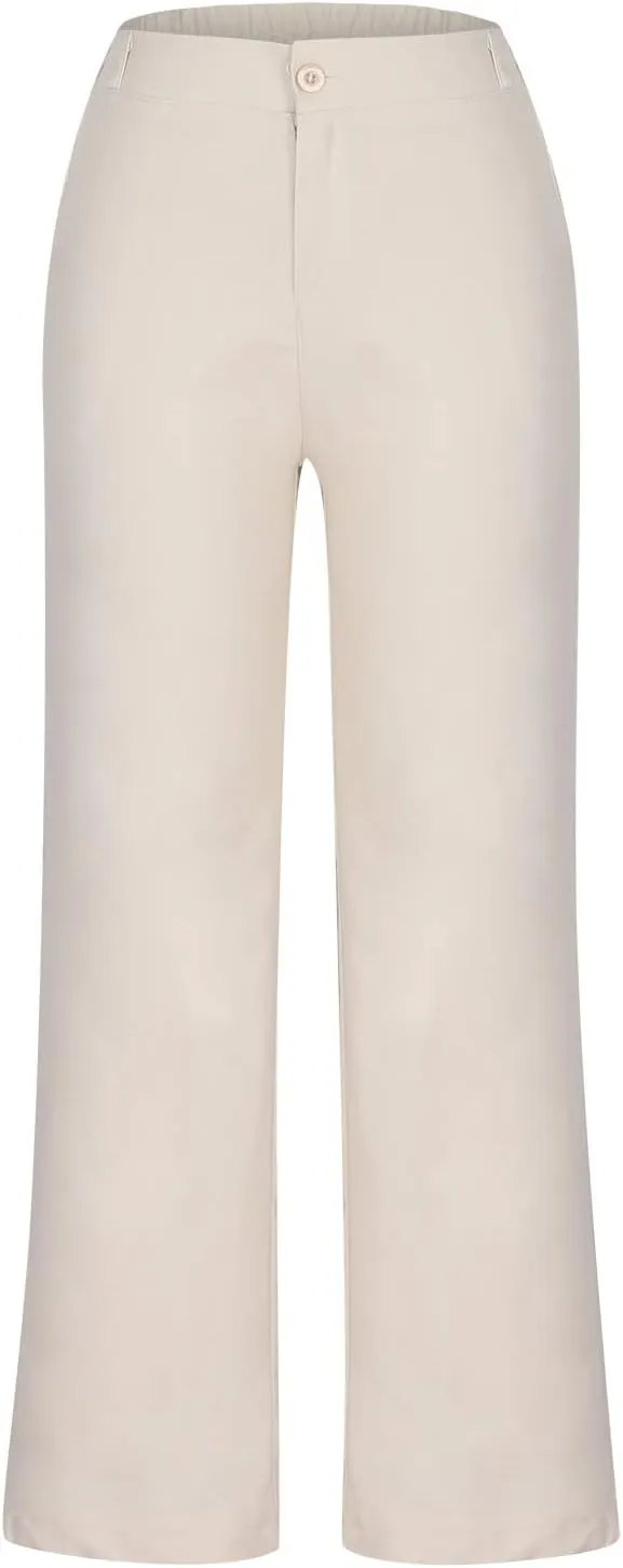 Wide Leg Linen Pants for Women Summer High Waist Loose Breathable Casual Pants Resort Wear Lightweight Skinny Trousers