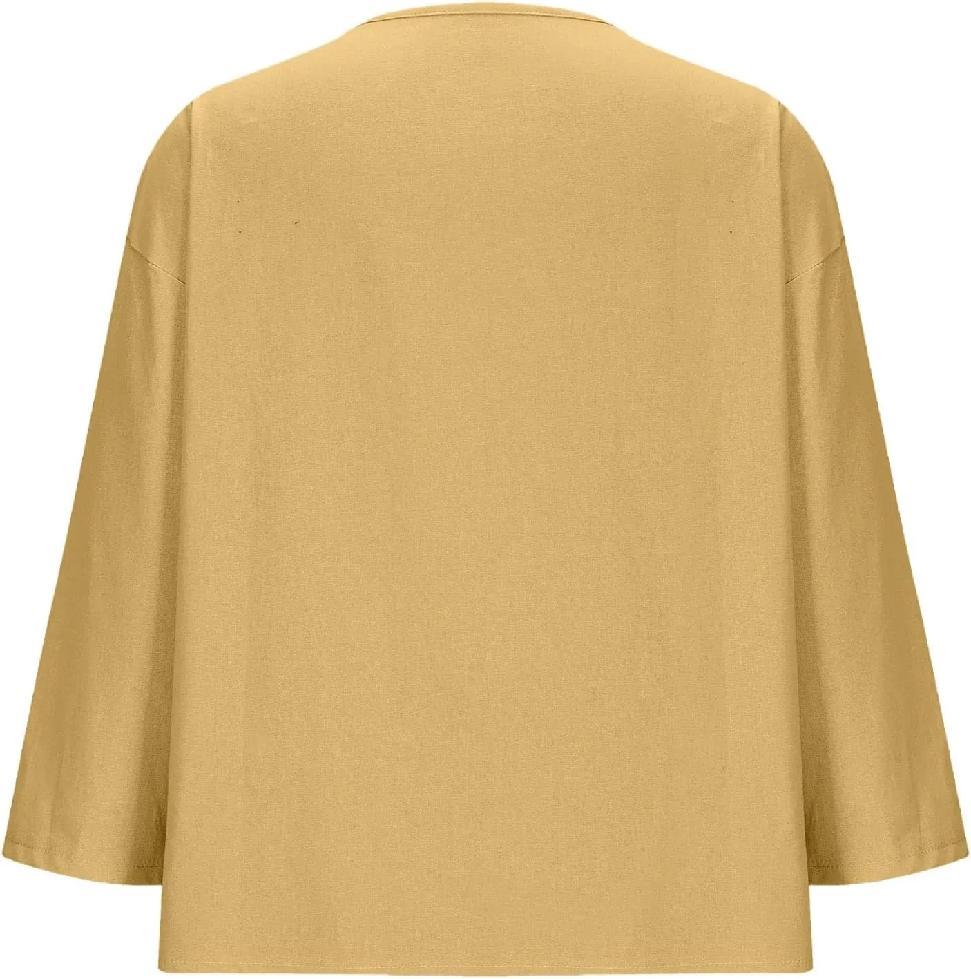 Women Boho Cotton Linen Tops Loose Fitting Summer Blouses 3/4 Sleeve V Neck Tunic Shirts Trendy Beach Clothing 2025