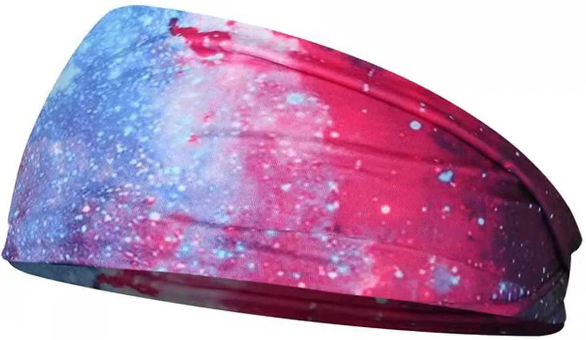 Women Boho Headband Cap Elastic Yoga Workout Running Sport Head Wrap Fashion Hair Bands Breathable (Red, One Size)
