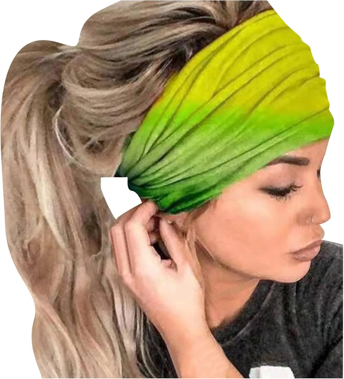 Women Butterfly Yoga Headband Boho Elastic Head Wrap Workout Running Sport Hair Band Sweat Headwear (2-Green, One Size)