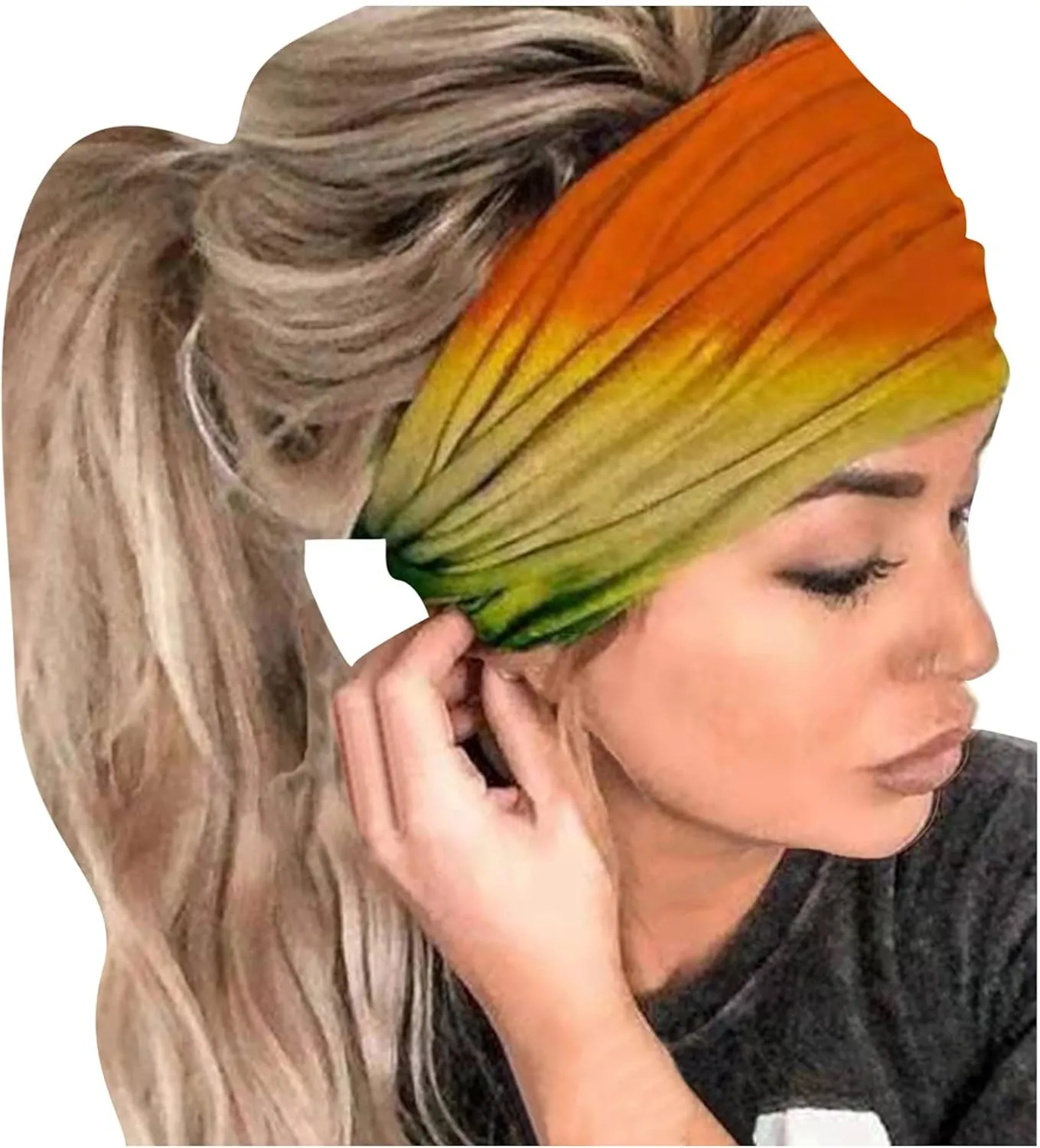 Women Butterfly Yoga Headband Boho Elastic Head Wrap Workout Running Sport Hair Band Sweat Headwear (2-Yellow, One Size)