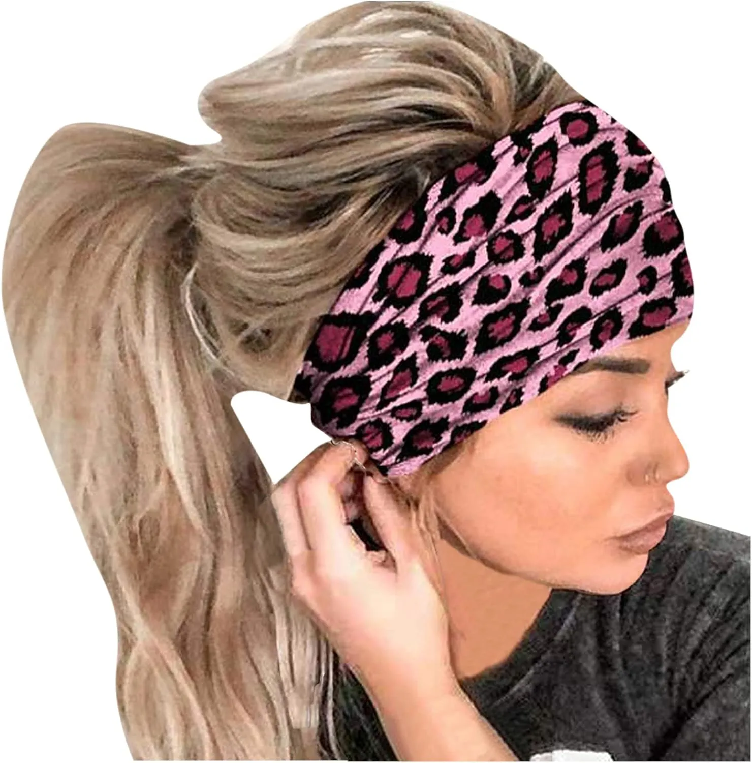 Women Butterfly Yoga Headband Boho Elastic Head Wrap Workout Running Sport Hair Band Sweat Headwear (3-Purple, One Size)