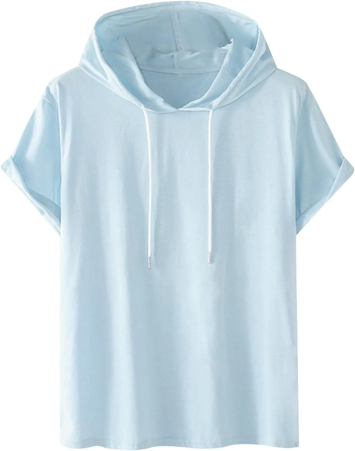 Women Casual Athletic Tops Summer Short Sleeve Hoodie Sweatshirts Spring Drawstring Hooded Pullover Sports Tops