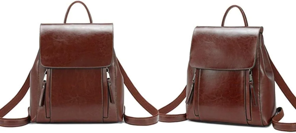 Women Casual Style College School Backpack Flap Shoulder Purse Leather Handbags for Travel