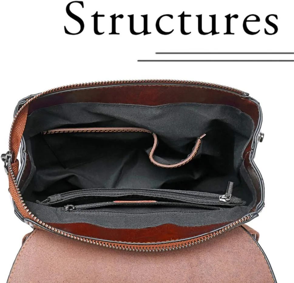 Women Casual Style College School Backpack Flap Shoulder Purse Leather Handbags for Travel