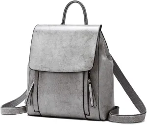 Women Casual Style College School Backpack Flap Shoulder Purse Leather Handbags for Travel
