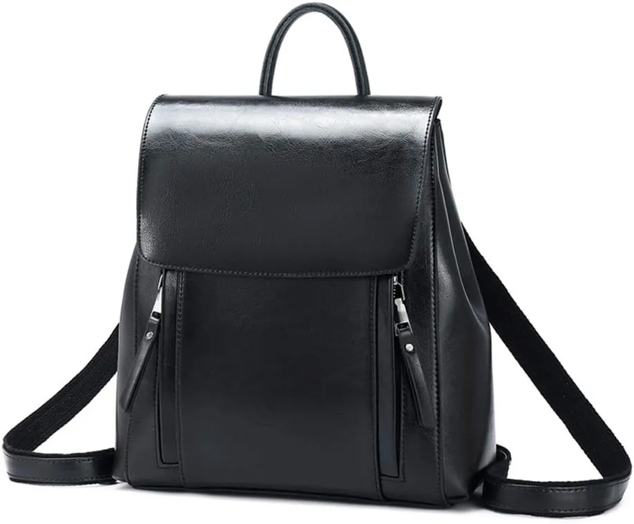Women Casual Style College School Backpack Flap Shoulder Purse Leather Handbags for Travel