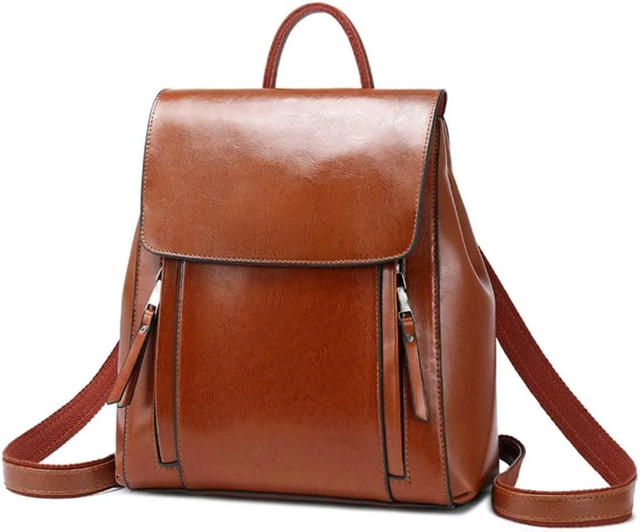 Women Casual Style College School Backpack Flap Shoulder Purse Leather Handbags for Travel