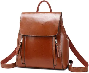 Women Casual Style College School Backpack Flap Shoulder Purse Leather Handbags for Travel