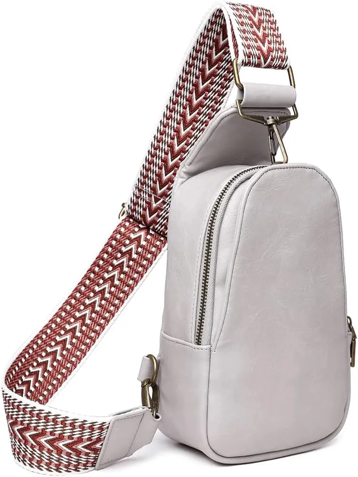 Women Chest Bag,Small Sling Bag,Crossbody Purses for Women,Wide Shoulder Strap, Pu Leather Waist Packs Travel Bag