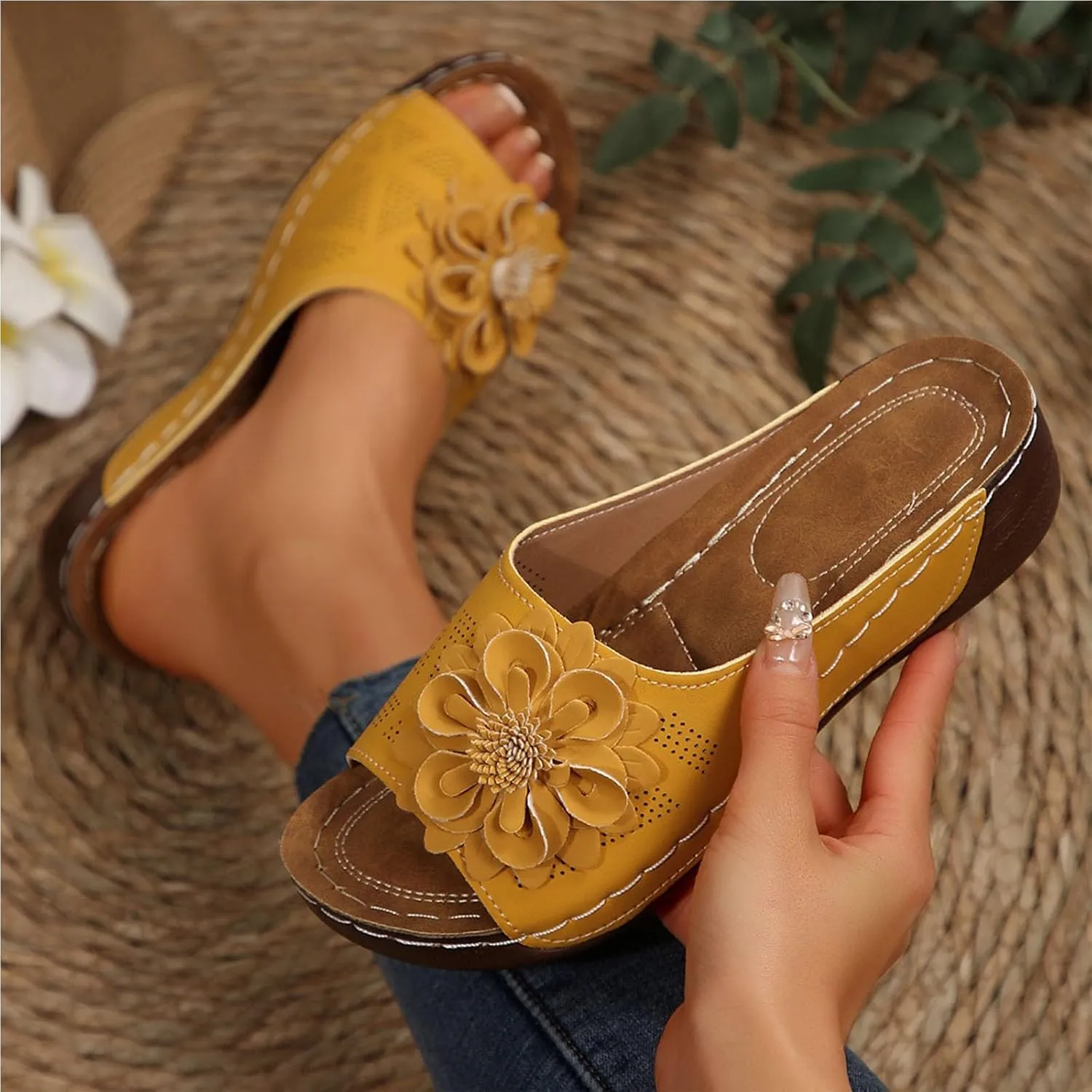 Women Comfortable Sandals Orthotic Walking Orthopedic Arch Support Sandals Open Toe Outer Wear Slippers Beach Sandals
