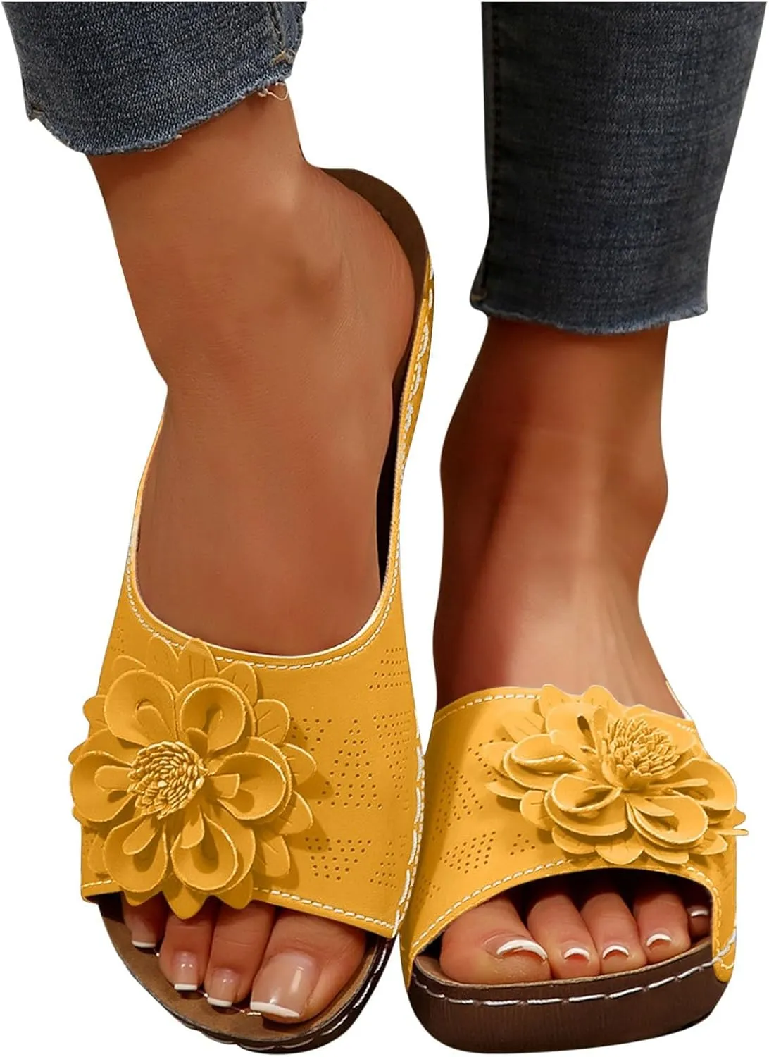 Women Comfortable Sandals Orthotic Walking Orthopedic Arch Support Sandals Open Toe Outer Wear Slippers Beach Sandals