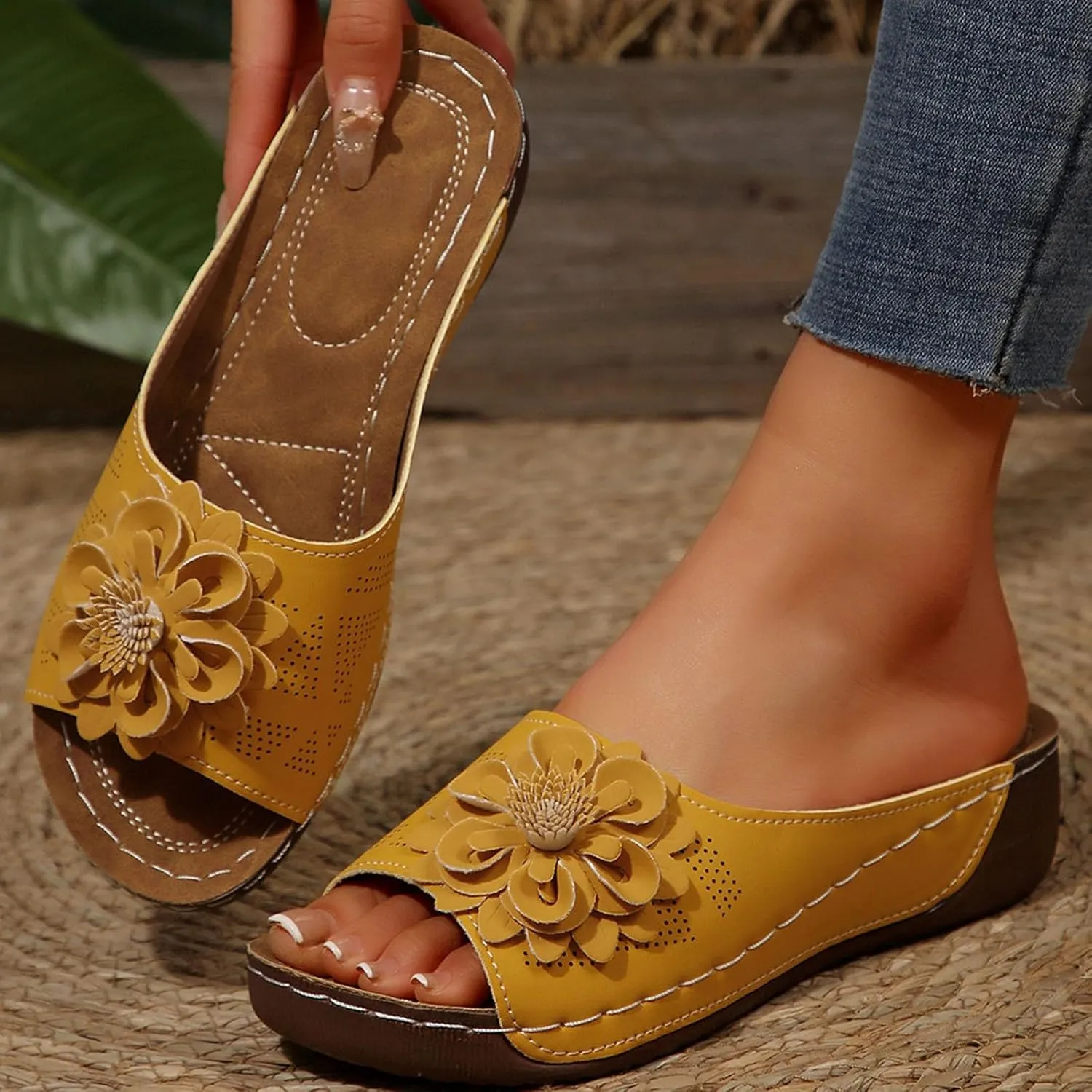 Women Comfortable Sandals Orthotic Walking Orthopedic Arch Support Sandals Open Toe Outer Wear Slippers Beach Sandals