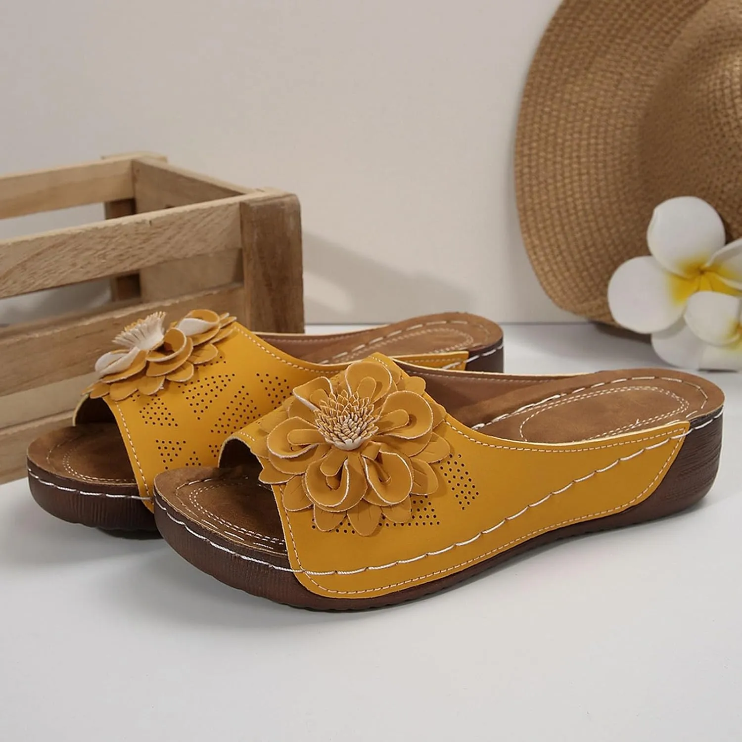 Women Comfortable Sandals Orthotic Walking Orthopedic Arch Support Sandals Open Toe Outer Wear Slippers Beach Sandals