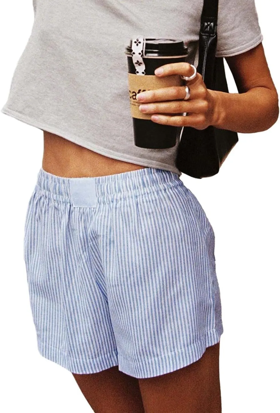 Women Cute Stripe Boxer Shorts Elastic Low Waist Lounge Shorts Pj Sleep Shorts Summer Going Out