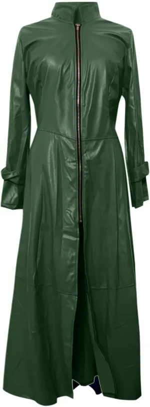 Women Faux Leather Long Trench Coat Sexy Zip Up Jackets Faux Pu Long Sleeve Bodycon Dress Maxi Streetwear