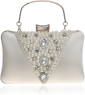 Women Handmade Beaded Evening Bags Pearl Clutch Bags For Party Banquet Tote