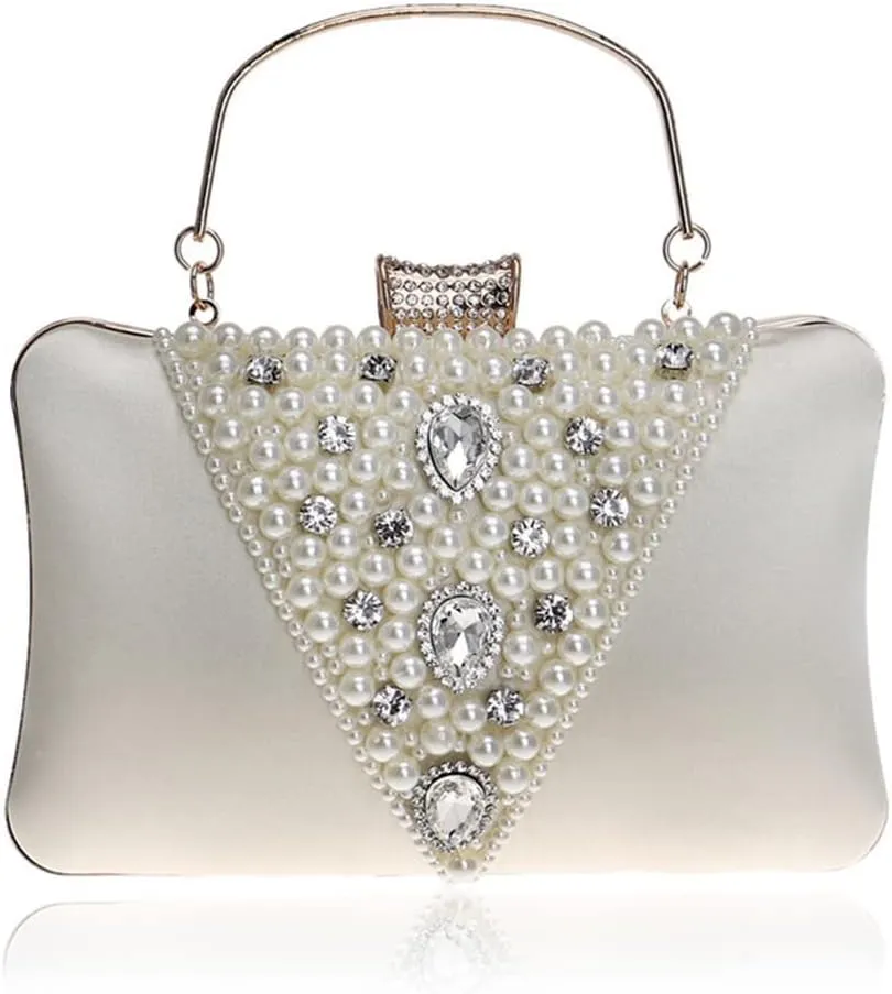 Women Handmade Beaded Evening Bags Pearl Clutch Bags For Party Banquet Tote