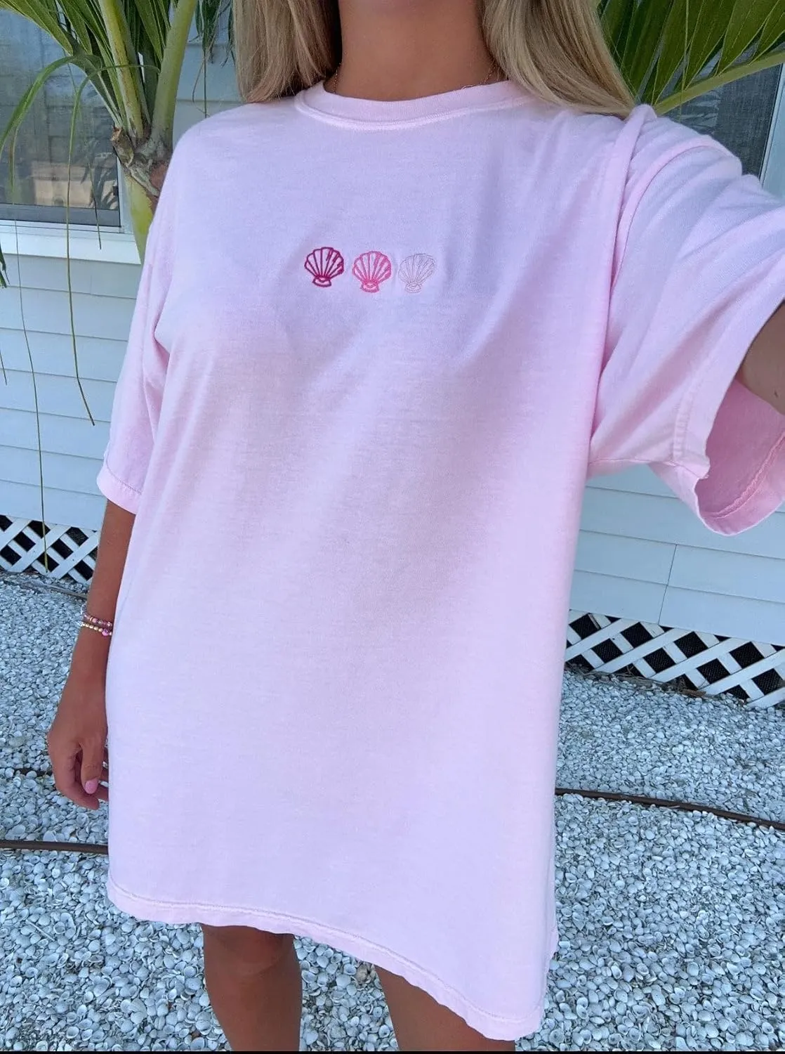 Women Teen Girls Cute Embroidered Graphic Tees Preppy Colorful Surf Shirts Coastal Short Sleeve Beach Tshirt Tops