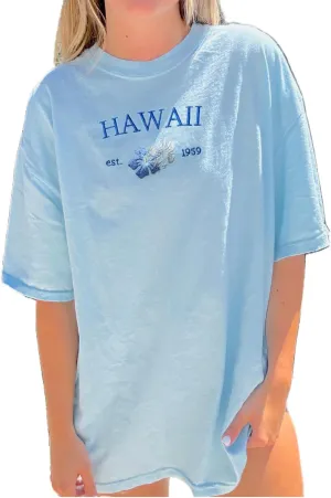 Women Teen Girls Cute Embroidered Graphic Tees Preppy Colorful Surf Shirts Coastal Short Sleeve Beach Tshirt Tops