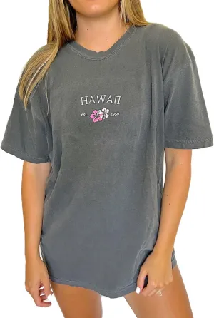 Women Teen Girls Cute Embroidered Graphic Tees Preppy Colorful Surf Shirts Coastal Short Sleeve Beach Tshirt Tops