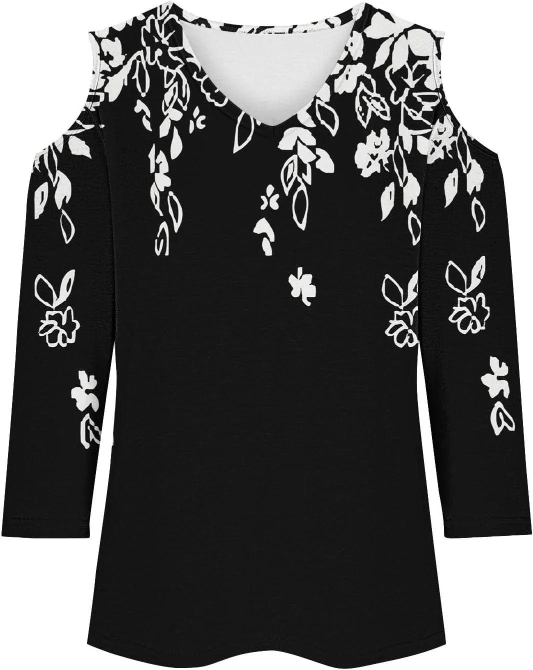 Women's 3/4 Length Sleeve Tops Trendy Dressy Casual V-Neck Loose Soft Lightweight Tunic Blouses T-Shirts Summer