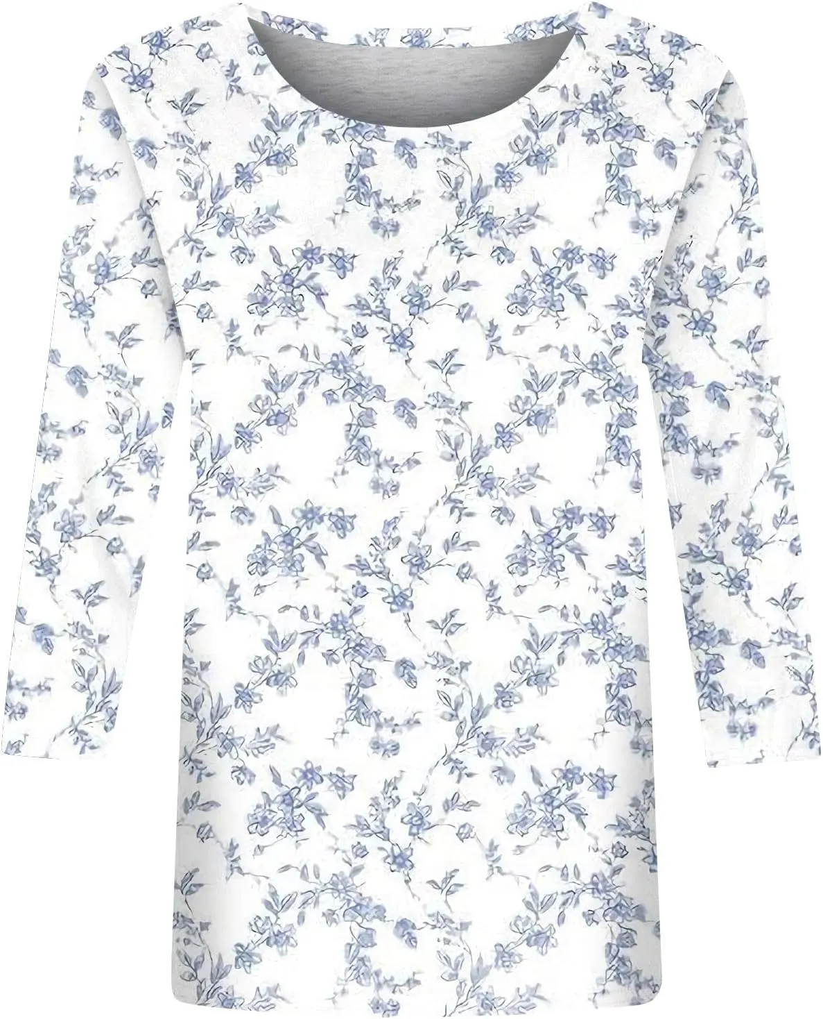 Womens 3/4 Sleeve Tops 2025 Spring Summer Print Round Neck Shirts Loose Fit Fashion Three Quarter Sleeve Tshirts