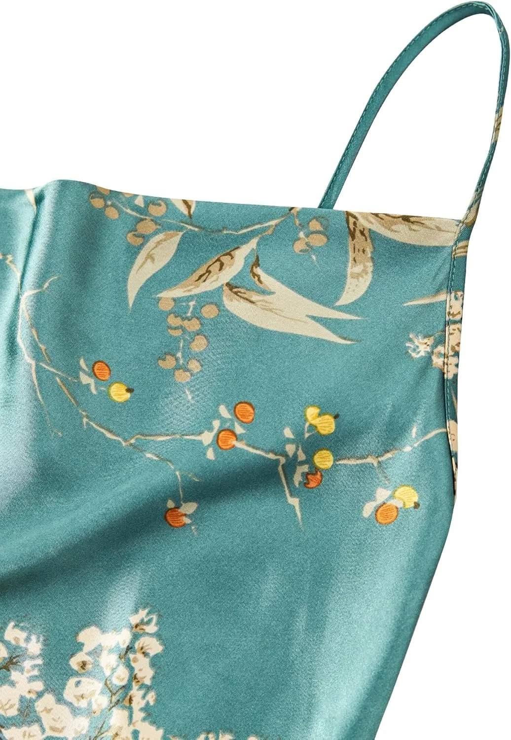 Women's 4pcs Sleepwear Satin Silk Floral Cami with Shorts Cowl Neck Dress Pj Set with Robe