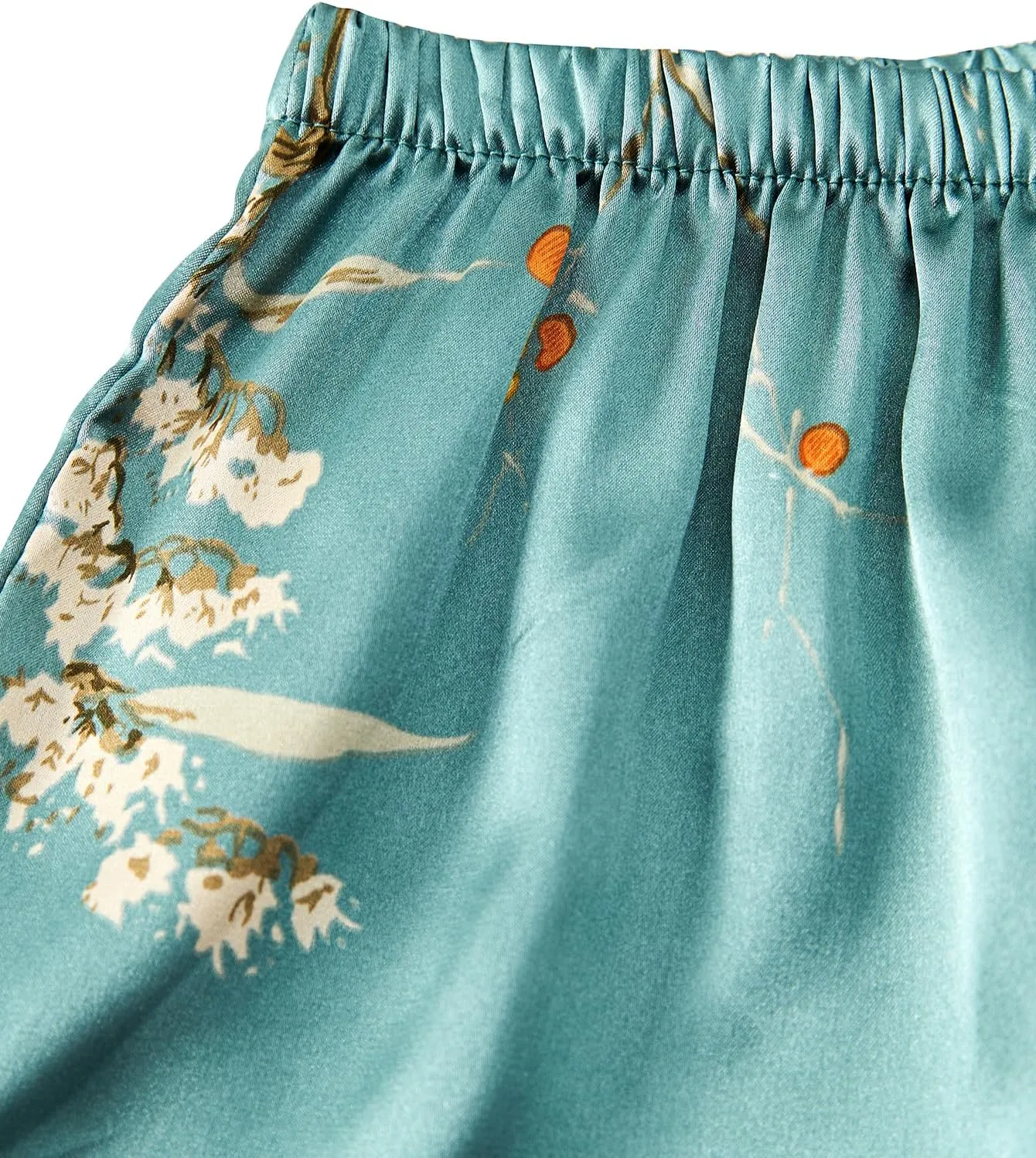 Women's 4pcs Sleepwear Satin Silk Floral Cami with Shorts Cowl Neck Dress Pj Set with Robe