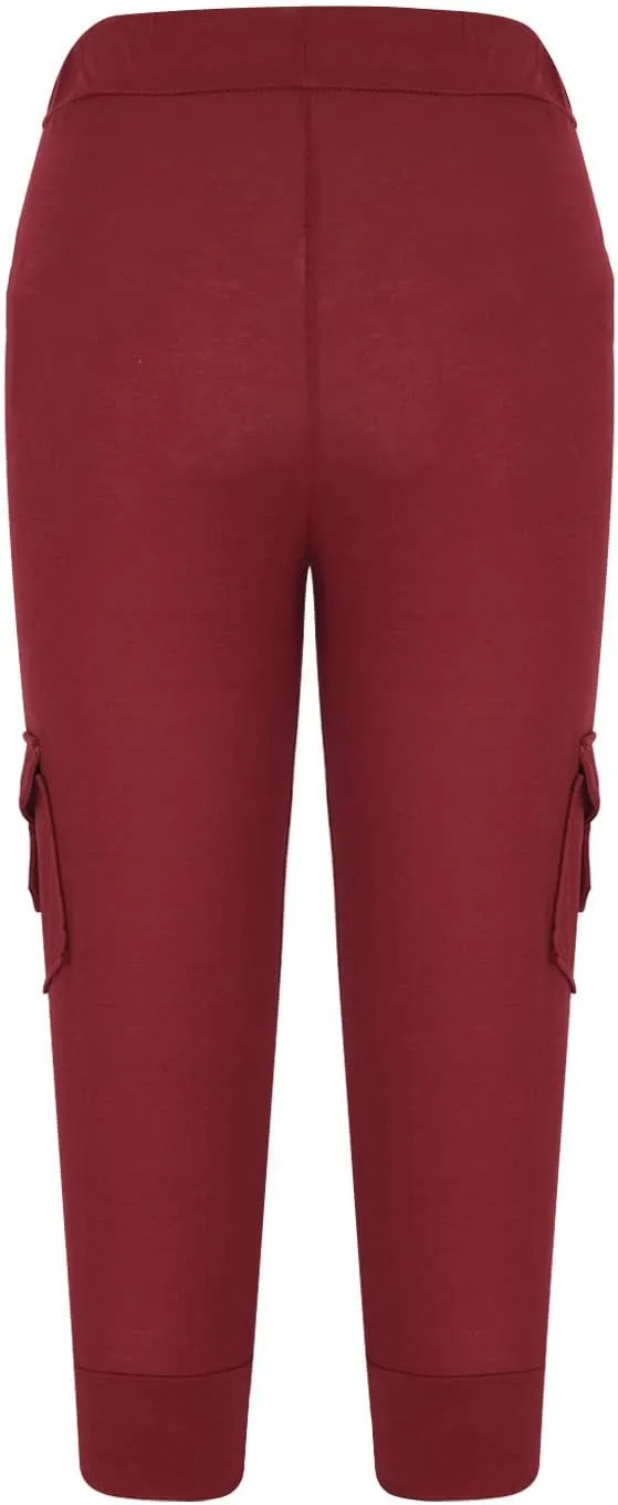 Women's Cargo Capri Pants Drawstring High Waist Casual Pockets Joggers 2025 Trendy Relaxed Fit Trousers