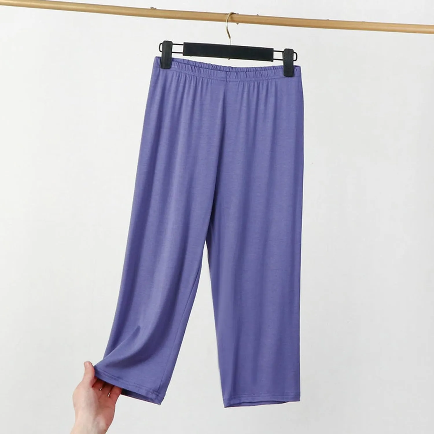Women's Casual Capri Pants 3/4 Length Trousers, Ladies Thin Cropped Trouser Three Quarter Soft Shorts Bottom