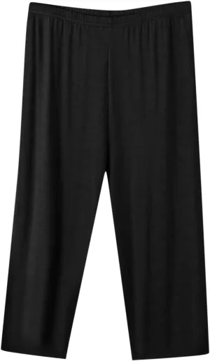 Women's Casual Capri Pants 3/4 Length Trousers, Ladies Thin Cropped Trouser Three Quarter Soft Shorts Bottom