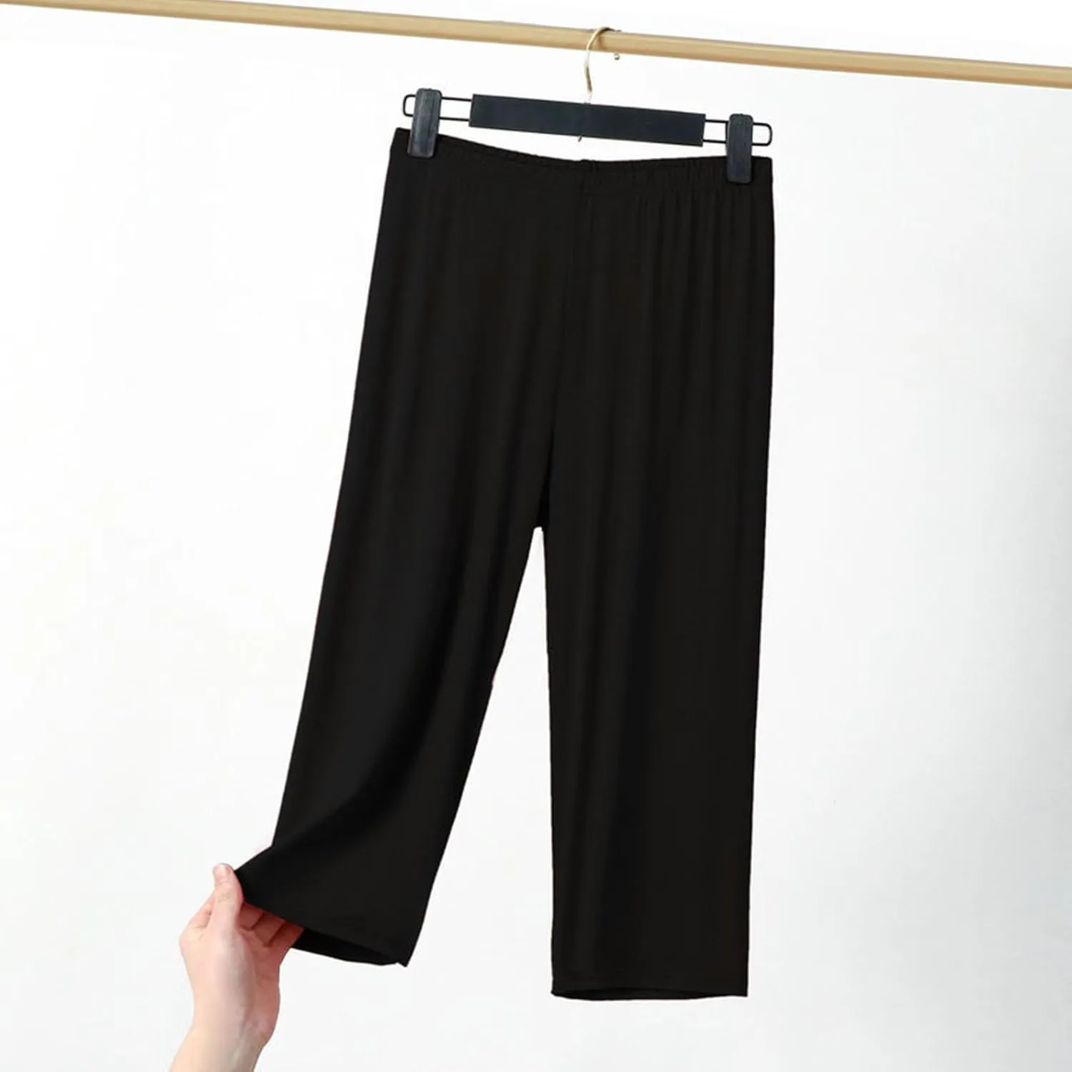 Women's Casual Capri Pants 3/4 Length Trousers, Ladies Thin Cropped Trouser Three Quarter Soft Shorts Bottom
