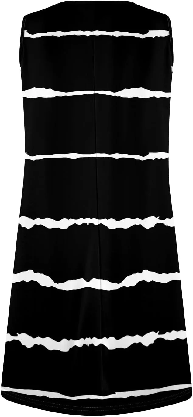 Womens Casual Crew Neck Tank Dresses Floral Hawaiian Beach 2025 Spring Summer Sundress Vacation Sleeveless Dress