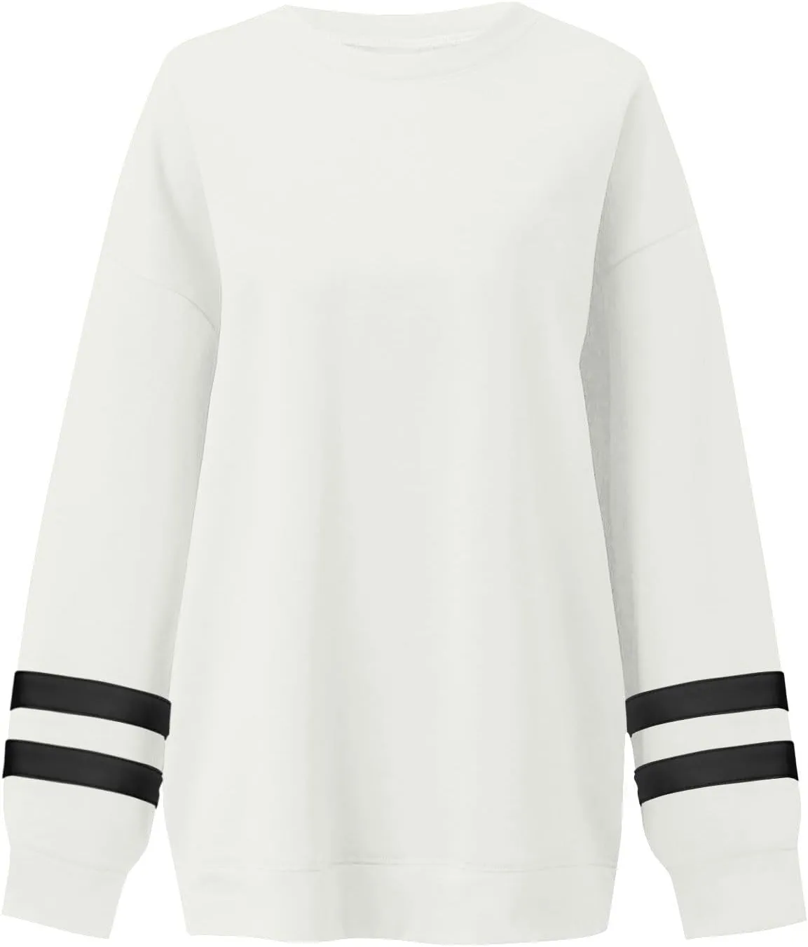 Womens Crewneck Sweatshirt Winter Fleece Plus Size Hoodie Color Block Loose Cute Sweatshirts No Hood Y2k Sweater