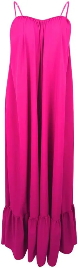 Womens Elegant Sleeveless Color Block Pleated Maxi Dress Low Cut Patchwork Swing Dress High Waist A Line Flowy Sling Dress