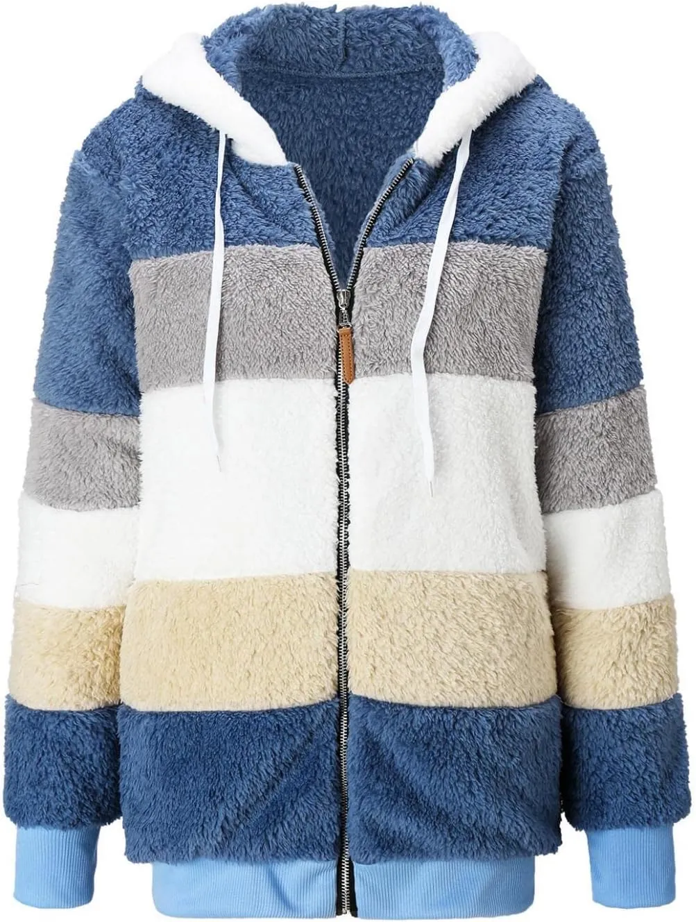 Womens Fall Clothes Plush Hooded Sweatshirts Long Sleeve Oversized Hoodies Zip Hood Winter Pullover Coats with Pocket