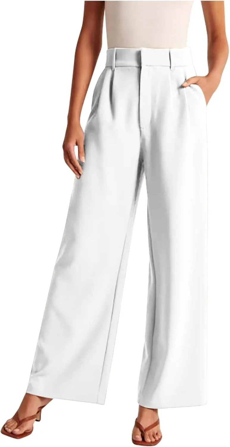 Women's Fall Fashion 2024 Wide Leg Pants Work Business Casual Trousers High Waisted Palazzo Trousers Office Flowy Dress Pants
