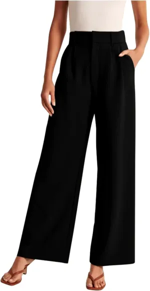 Women's Fall Fashion 2024 Wide Leg Pants Work Business Casual Trousers High Waisted Palazzo Trousers Office Flowy Dress Pants