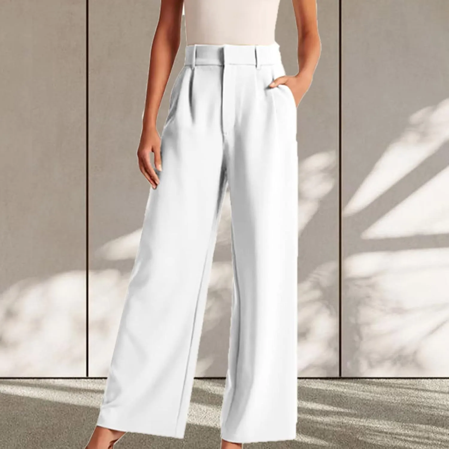 Women's Fall Fashion 2024 Wide Leg Pants Work Business Casual Trousers High Waisted Palazzo Trousers Office Flowy Dress Pants