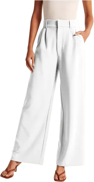 Women's Fall Fashion 2024 Wide Leg Pants Work Business Casual Trousers High Waisted Palazzo Trousers Office Flowy Dress Pants