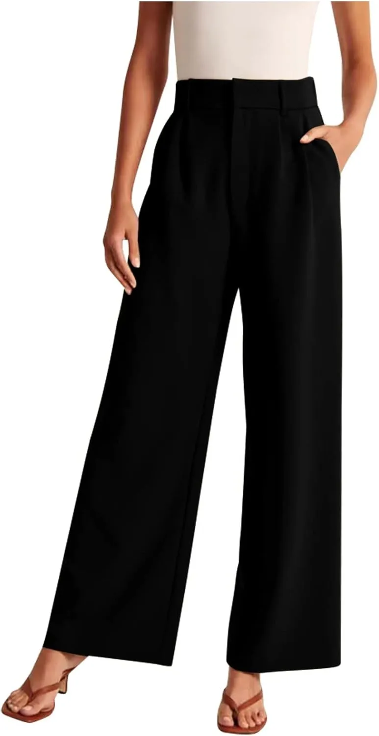 Women's Fall Fashion 2024 Wide Leg Pants Work Business Casual Trousers High Waisted Palazzo Trousers Office Flowy Dress Pants