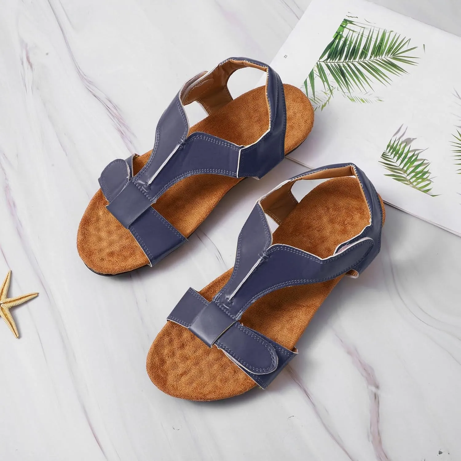 Women's Jess Orthopedic Adjustable Strap Sandals Comfort Memory Foam Fashion Flat Womens Sandals with Arch Support